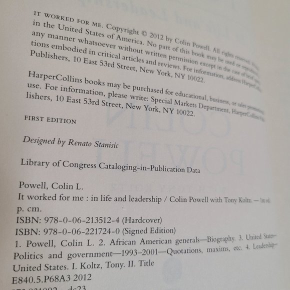 It Worked for Me:In Life and Leadership by Colin Powell Signed 1st Editi… - Picture 4 of 8